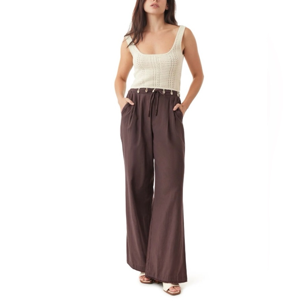 Habitual Wide-Leg Drawstring Pants in Chocolate Brown
